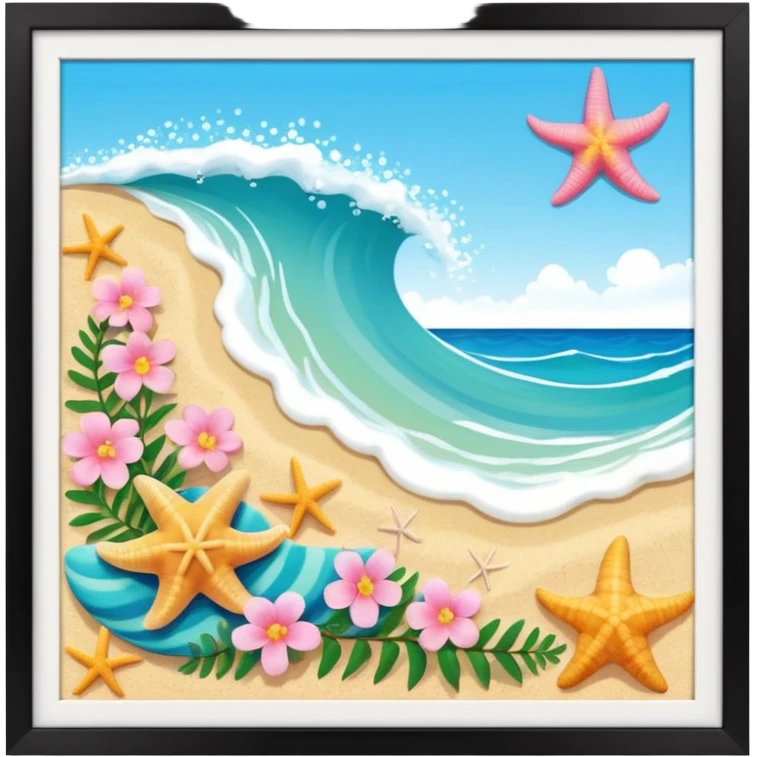 Conchiglie mare cocco onde stella marina fiori estivi tartarughe  emoji