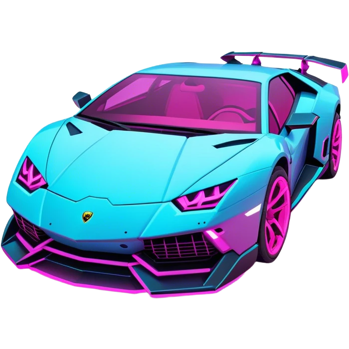 neon Lamborghini with cyber punk emoji