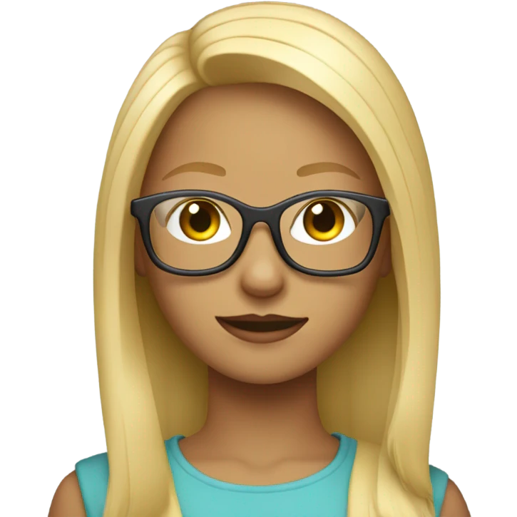 A girl with blond hair with transparent glasses emoji