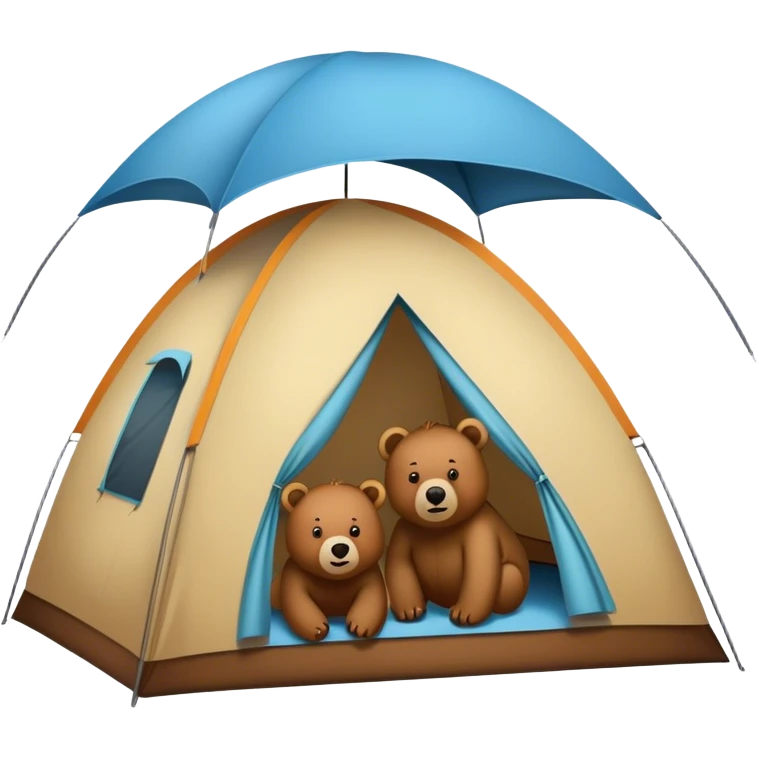 a tent with girls inside a bear outside  emoji