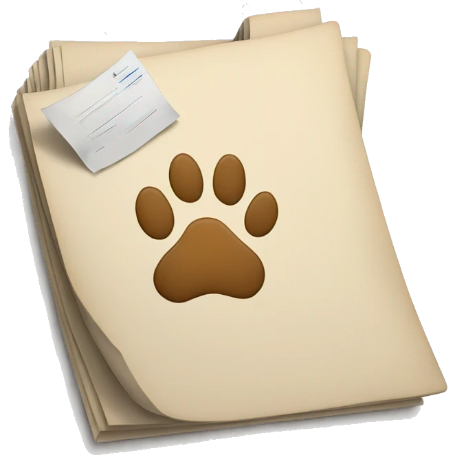 a folder of documents with a dog's paw print on it emoji