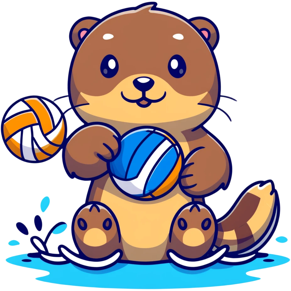 cute otter in water holding a volleyball with both paws emoji