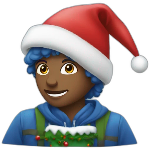 Carade simi con gorro de navidad azul emoji