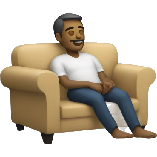 man relaxing on sofa with good neck support emoji