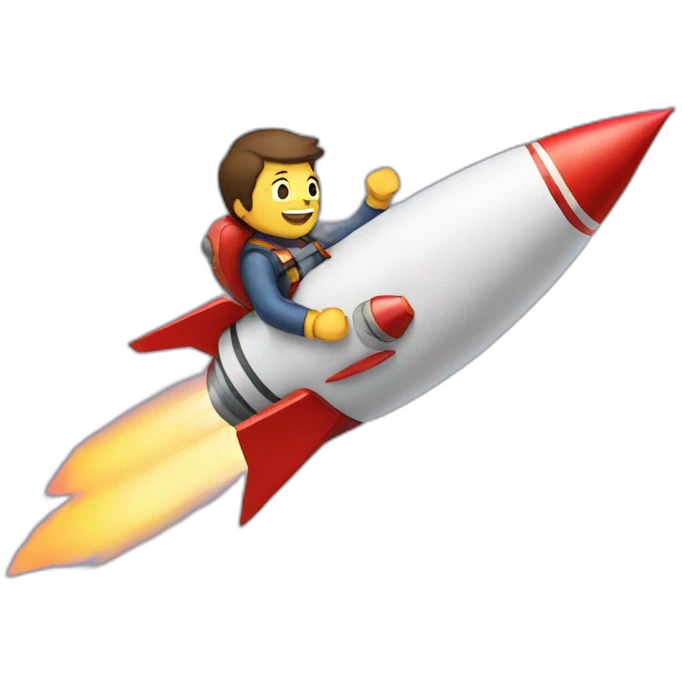 A developer riding a rocket emoji