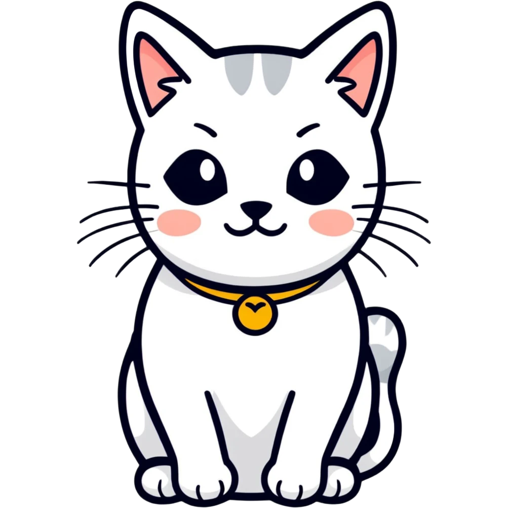 A cute cat emoji in the style of cartoonish stickers. emoji