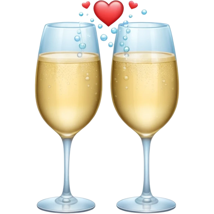 two glasses touching each other in a toast with a heart in the background emoji