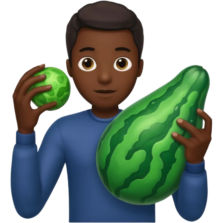 Big black man holding slimy veiny big object emoji