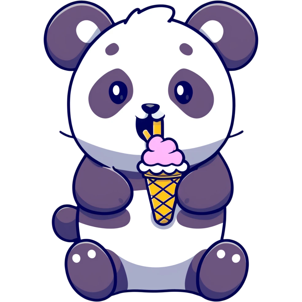 Panda eating ice cream emoji