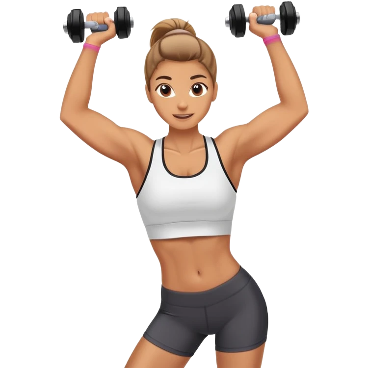 Energetic fitness instructor stretching with dumbbells emoji