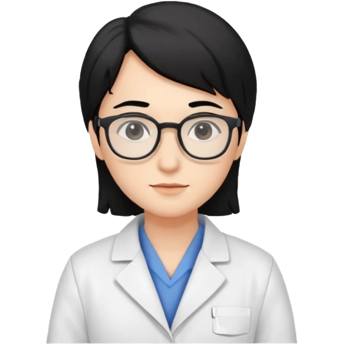 Farmacist with black hair and white coat emoji