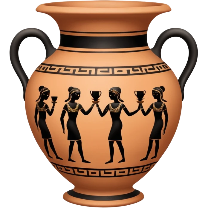 An emoji of an ancient Greek amphora vase with black-figure painting. emoji