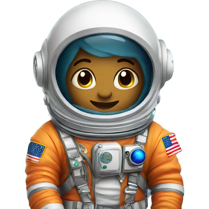 Cute Chibi Astronaut In Space With Colorful Background 
 emoji