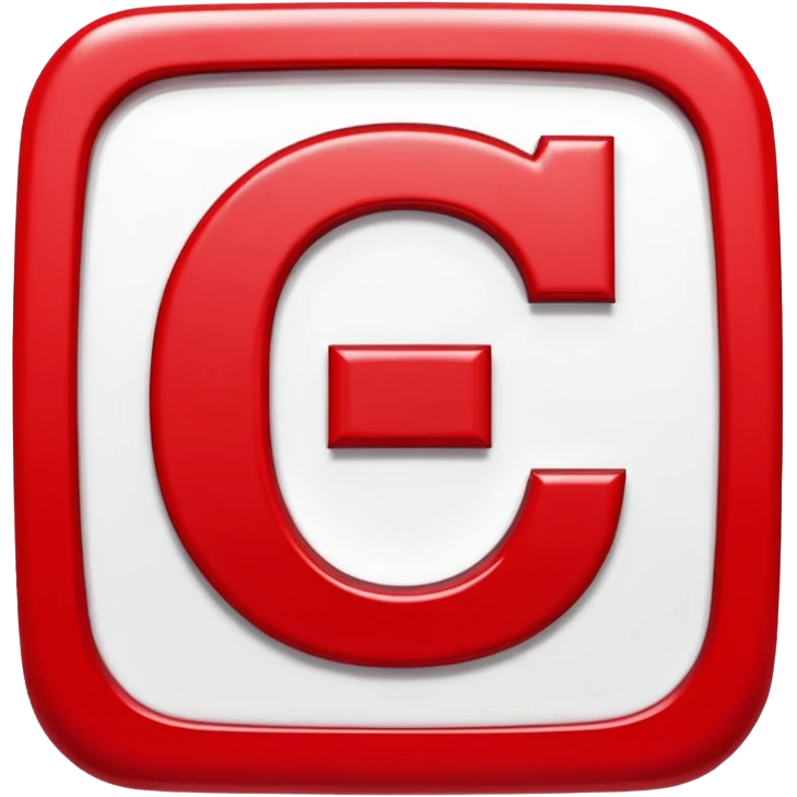 A bold white capital letter C inside a red rounded square, flat emoji design, shiny light reflection, in the same style as the 🅱️ emoji, transparent background, the letter C is large and centered emoji