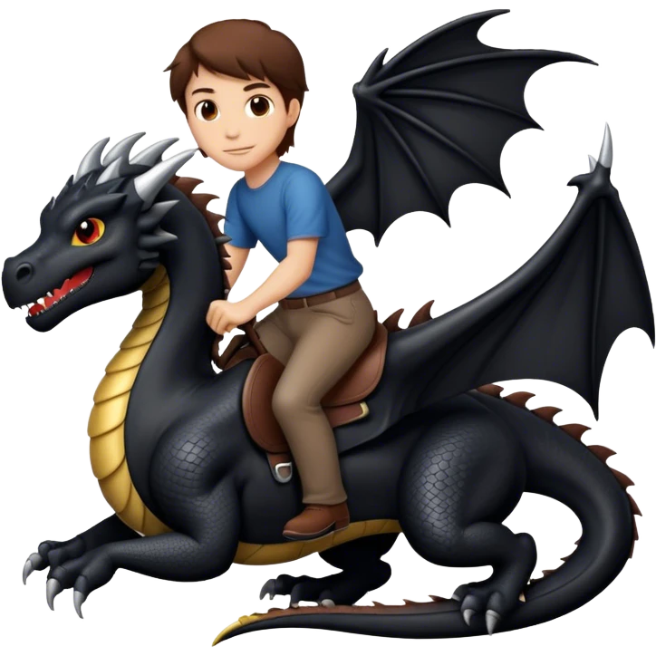  Me, white with brown hair, riding a black dragon to your work emoji