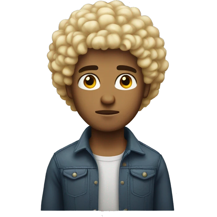 blond guy with short curly afro, serious face emoji