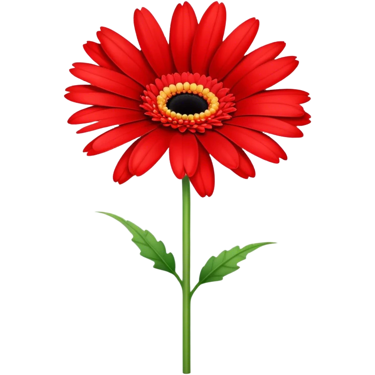 single Bright Red Gerbera Daisy, straight stem emoji