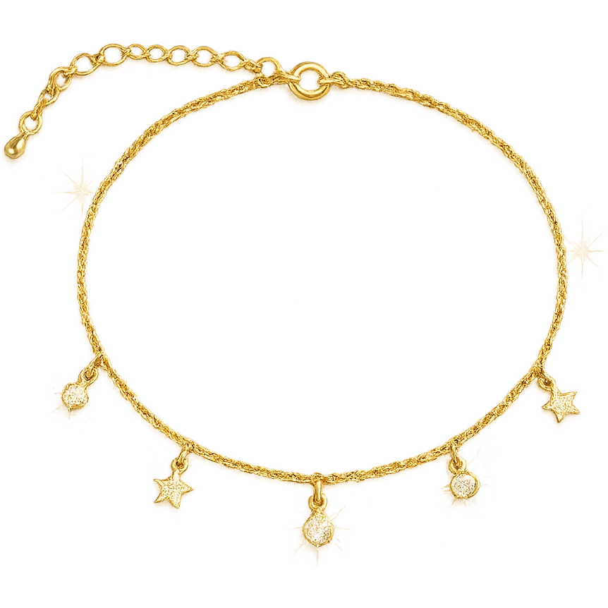 girly sparkling charm anklet, delicate and shiny, no background emoji
