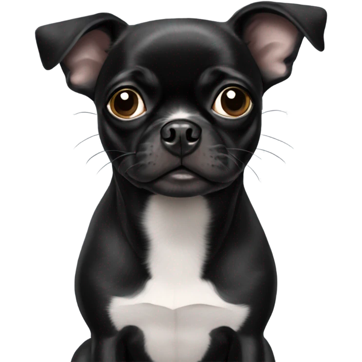 Black pug mix chihuahua mix Boston terrier emoji