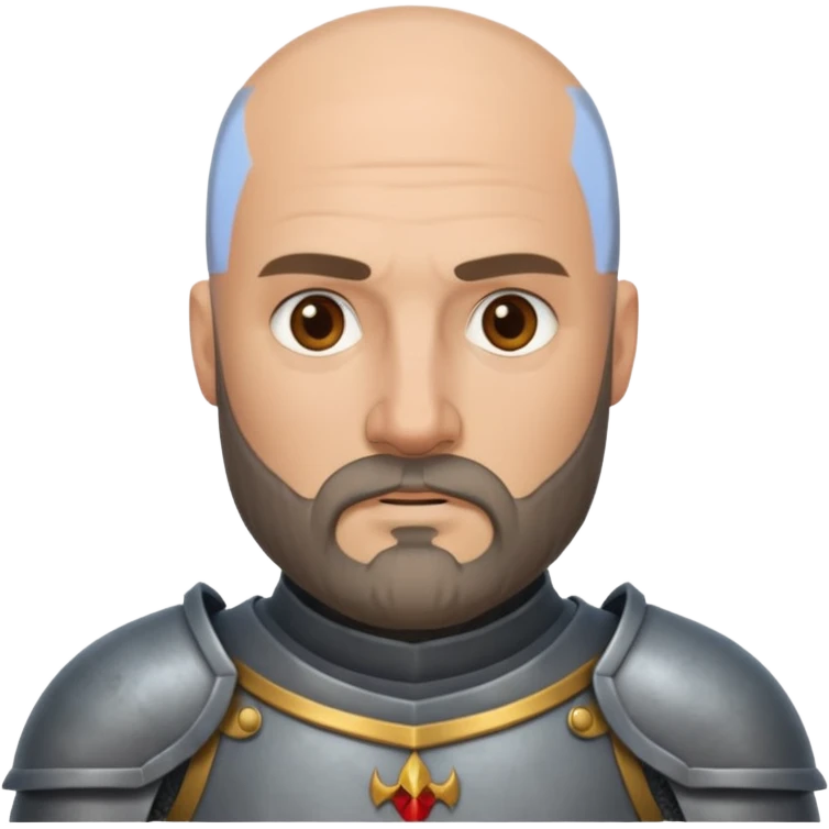 bald knight with beard, grey armor emoji