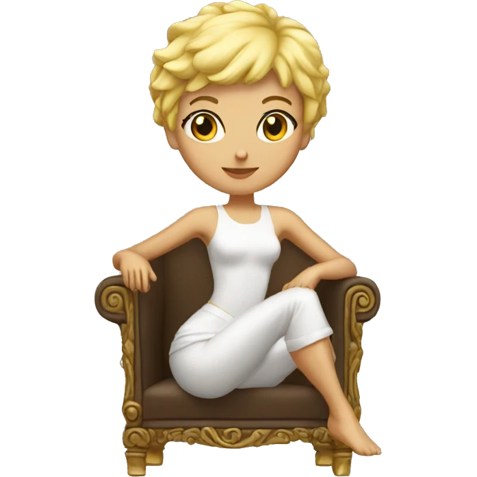 Blond short hair Goddess on throne emoji