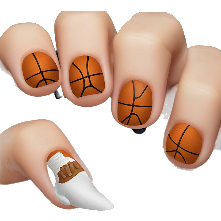 Painted nails with a basketball  emoji