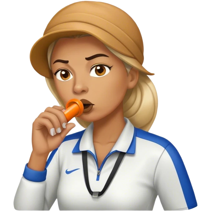 tough looking female coach blowing whistle emoji