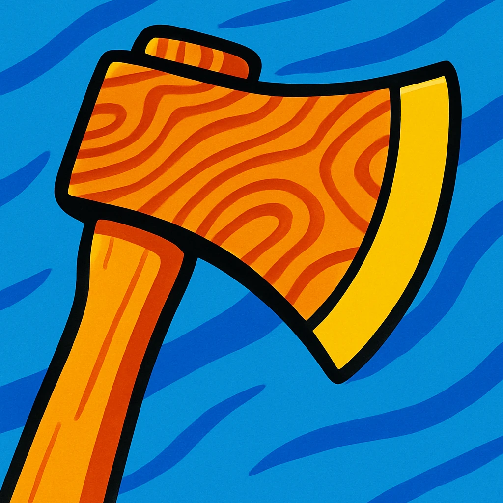 wooden axe head texture in vibrant toon style, cartoon style emoji