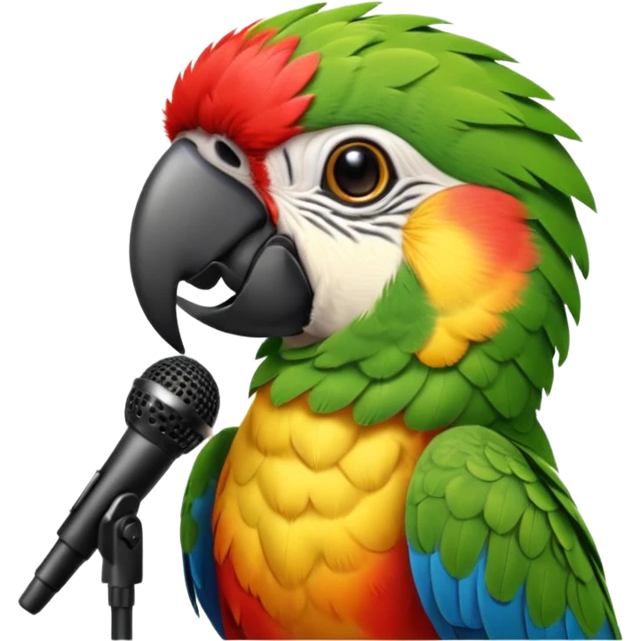 Parrot speaking into mic emoji