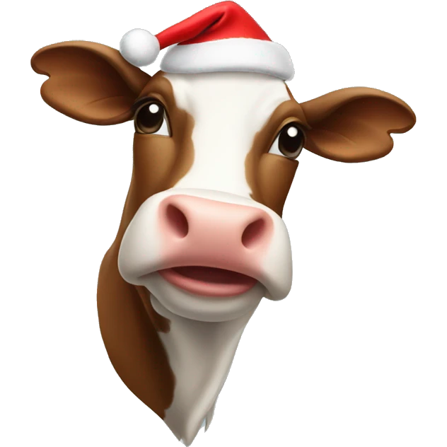 Cow wearing christmas hat emoji