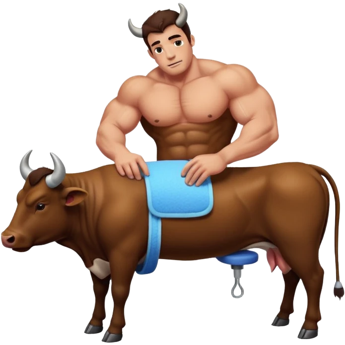 A bull being milked on a massage table  emoji