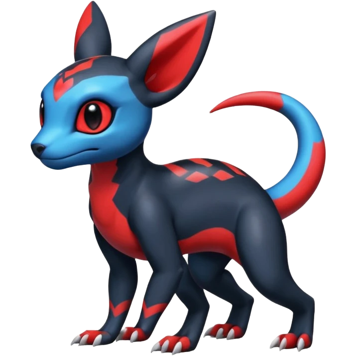 Cute Exotic Colorful Guilmon-Salandit-Umbreon-Fakémon-hybrid-creature (full body)  emoji