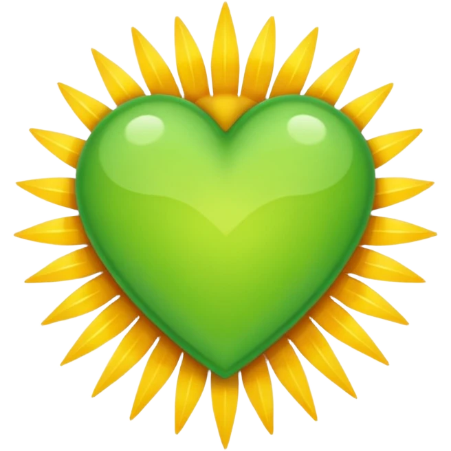 green heart with a sunburst pattern emoji