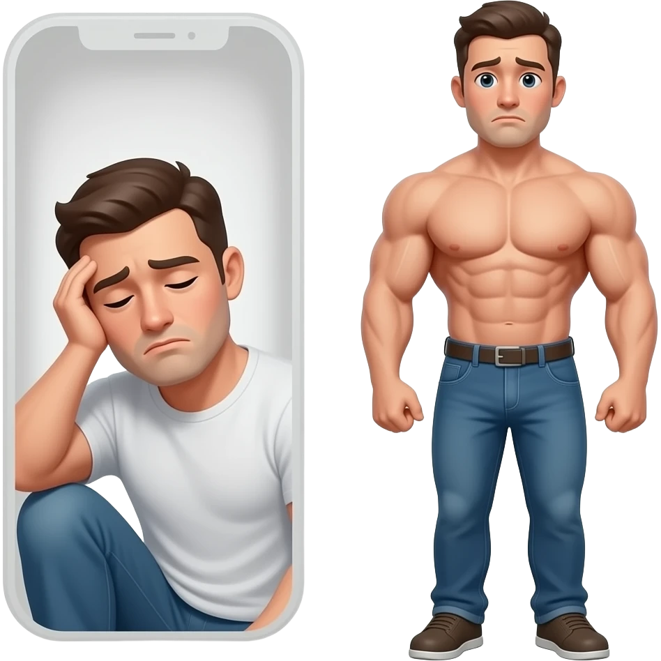 Inside lost Lazy depress man strong man outside emoji