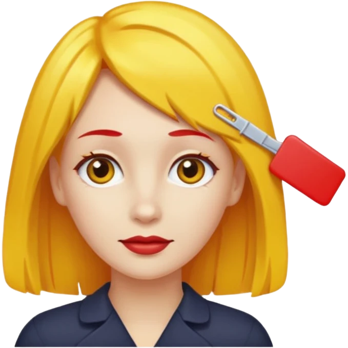 kırmızı toka takan kadın, sarı saçlı emoji
