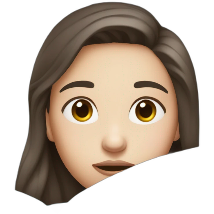 Brunette that is pushing her face against a light blue pillow beacause she is embarrassed  emoji