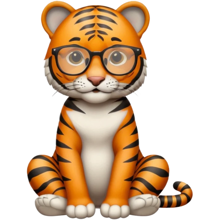 full body of tiger wear glasses emoji
