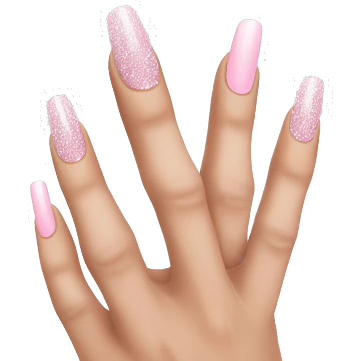 Light pink sparkly nails manicure emoji