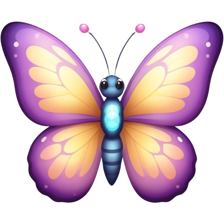 Cinematic Cute Butterfly Portrait Emoji, Head tilted playfully and inquisitively, featuring a charming, petite form with intricately detailed, softly tinted wings and round, sparkling eyes full of gentle wonder, Simplified yet irresistibly adorable features, highly detailed, glowing with a warm, inviting pastel glow, high shine, affectionate and lively, stylized with a touch of whimsical garden charm, soft glowing outline, capturing the essence of a mischievous butterfly that seems as if it could dance out of the screen into your arms! emoji