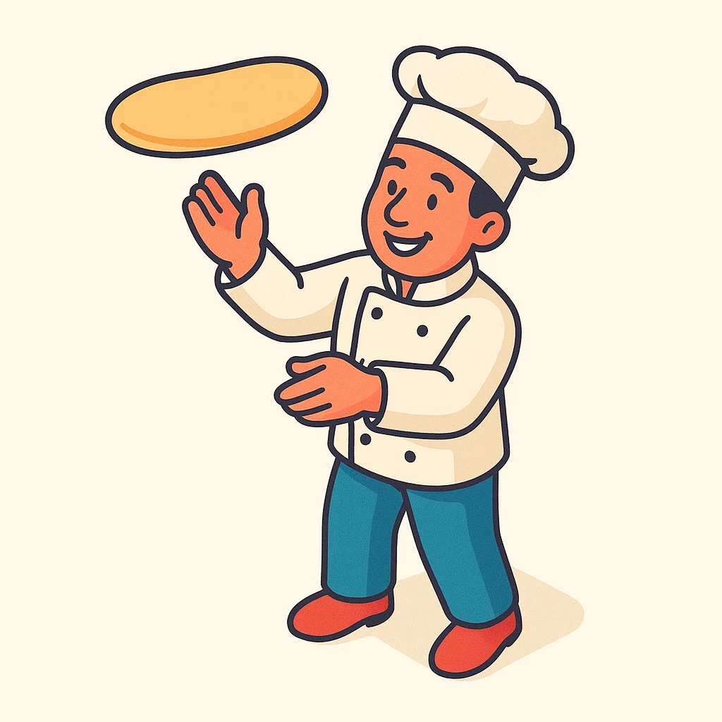 smiling Italian chef spinning pizza dough emoji