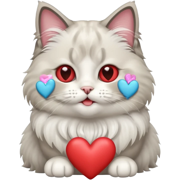 Full body ragdoll Cat with love heart eyes and mouth open emoji