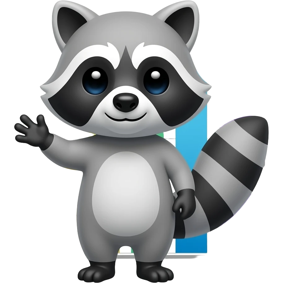 raccoon presenting in front of a colored chart emoji