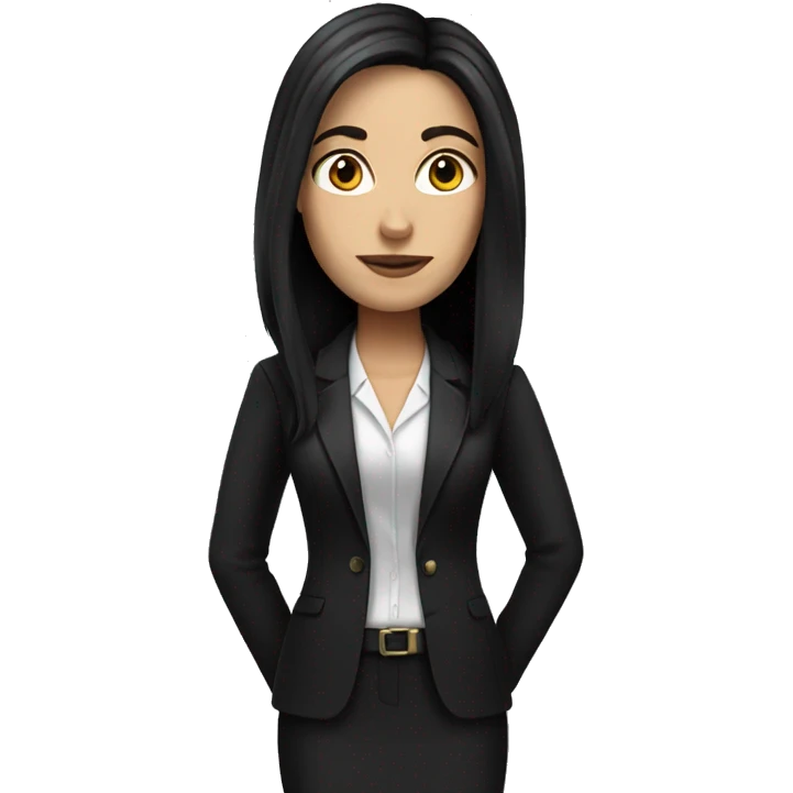 white woman with black long hair with lawyer clothes  emoji
