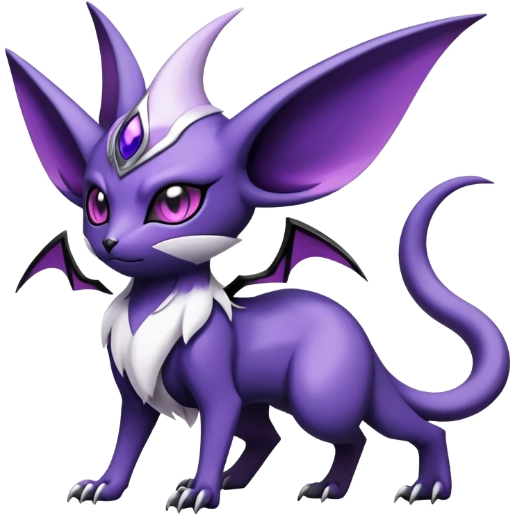 Shiny Exotic Badass Mysterious Gothic Noibat-Espeon-Absol-Pokémon-Fakémon-hybrid-creature (full body) emoji