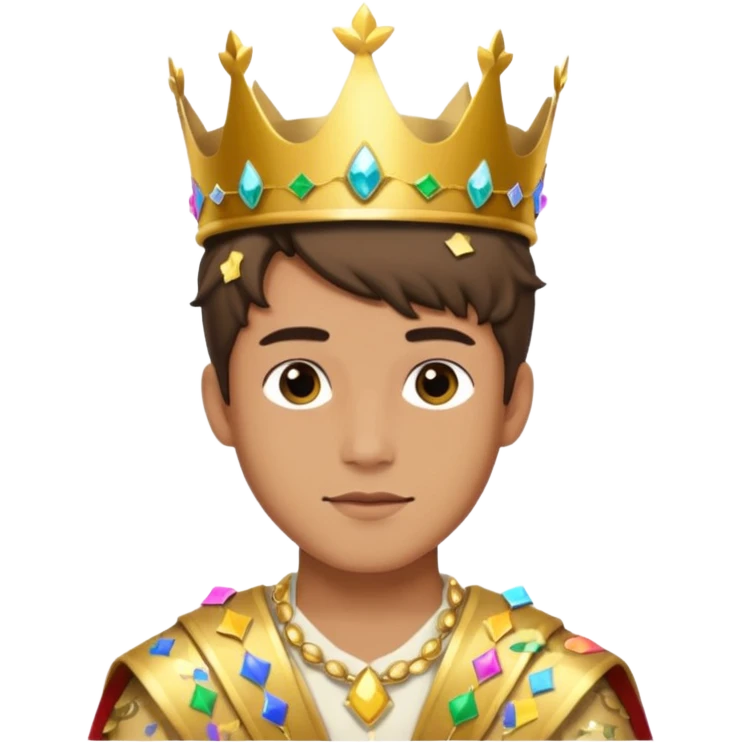Festival Prince – gold sash + confetti crown, Golden Princes. emoji