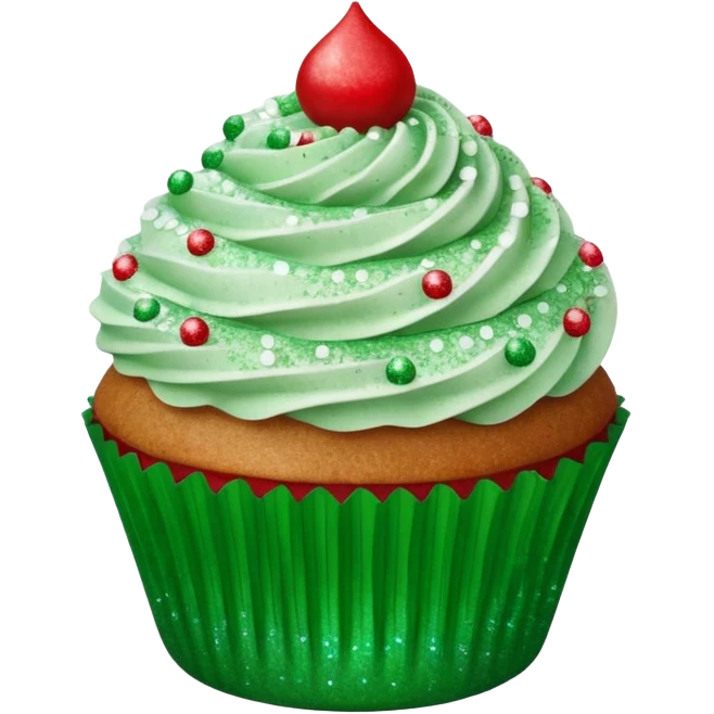 glitter red and green cupcake emoji