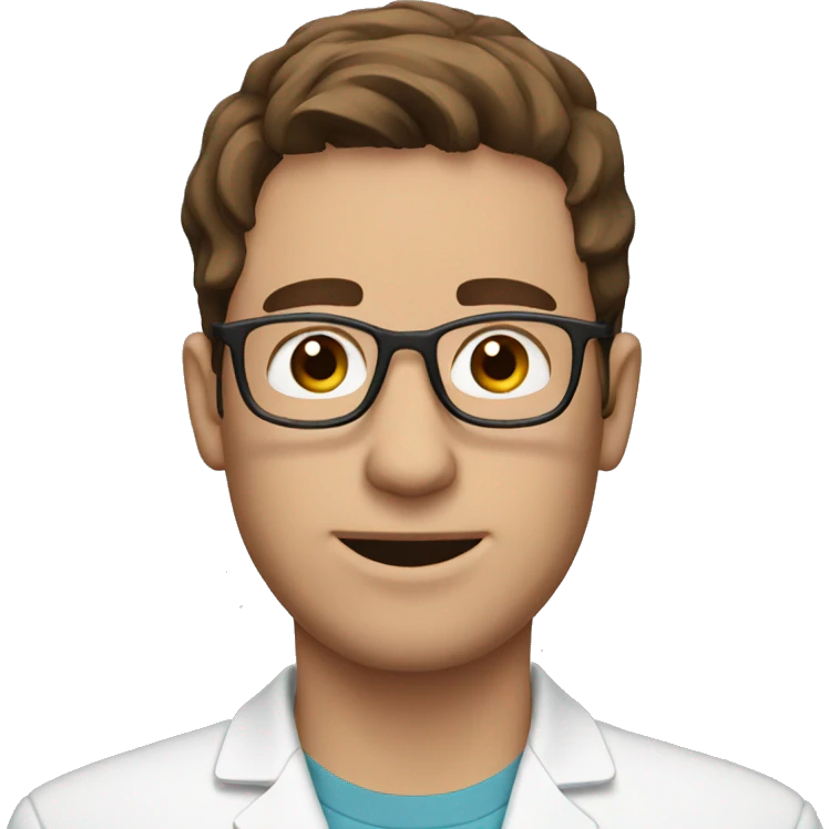 Guy with brown hair and glasses wearing a medical mask emoji
