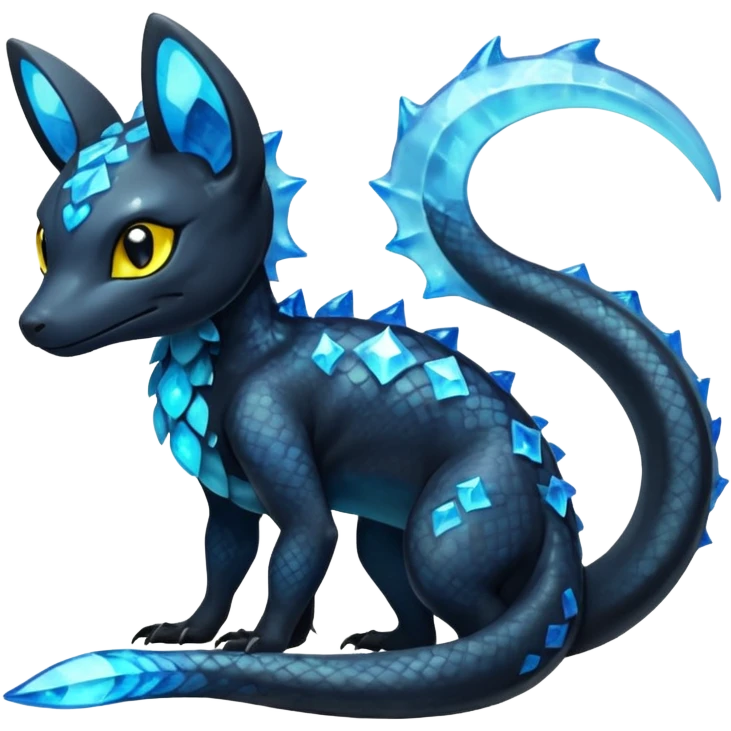 Scaley Exotic Salandit-Aurorus-Umbreon-Fakémon-hybrid-creature (full body)  emoji