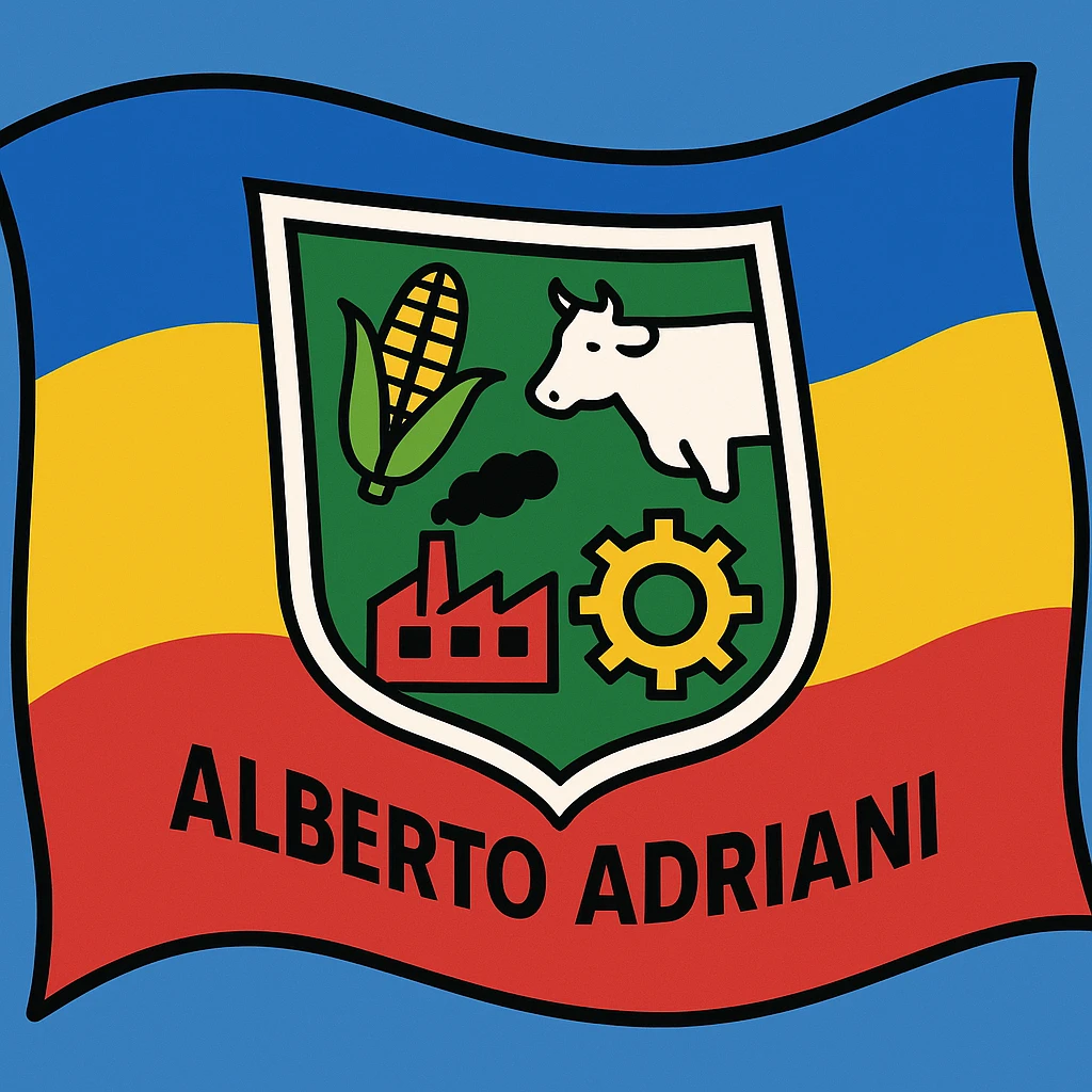 Flag of Alberto Adriani municipality, vibrant colors, detailed symbols, waving effect. emoji