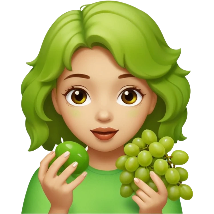 Light skinned girl eating grapes emoji